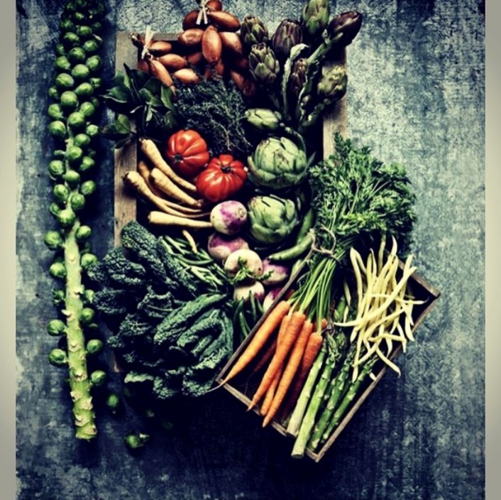 Fresh vegetables in a market basket
